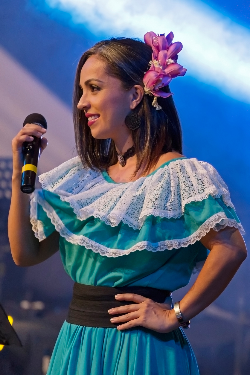 Costa Rican singer in traditional costume